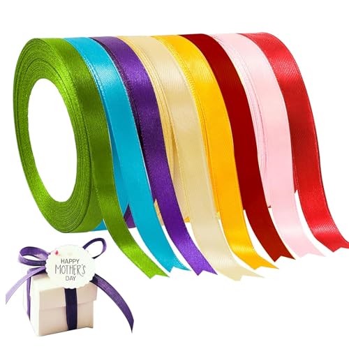 Geschenkband, 8 Rollen Schleife, 2cm x 220cm Polyester Satinband Satinband für Geschenkverpackung Kunsthandwerk Haarschleifen Blumenstrauß Dekoration Geschenkband, 8 Rollen Schleife, 2cm x 220cm Polyester Satinband Satinband für Geschenkverpackung Kunsthandwerk Haarschleifen Blumenstrauß Dekoration von SJDOFU