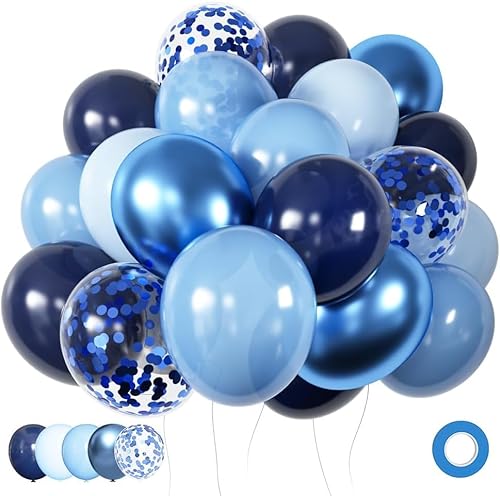 Luftballons Blau 60 Stück 12 zoll, Blaue Ballons Navy Baby Blau Hellblau Latex Luftballons Metallic Konfetti Ballons Set für Junge Mann Geburtstag Baby Shower Hochzeit Jugendweihe Party Deko Luftballons Blau 60 Stück 12 zoll, Blaue Ballons Navy Baby Blau Hellblau Latex Luftballons Metallic Konfetti Ballons Set für Junge Mann Geburtstag Baby Shower Hochzeit Jugendweihe Party Deko von SJFEEVOR