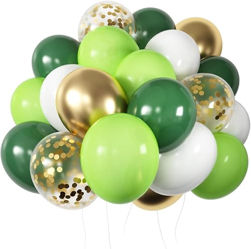 Luftballons Grün Gold Weiß 60 Stk 12 zoll, Jungle Luftballons Dunkelgrün Hellgrün Goldene Konfetti Metallic Ballons für Geburtstag Hochzeit Baby Shower Safari Tropische Sommer Party Dekoration Luftballons Grün Gold Weiß 60 Stk 12 zoll, Jungle Luftballons Dunkelgrün Hellgrün Goldene Konfetti Metallic Ballons für Geburtstag Hochzeit Baby Shower Safari Tropische Sommer Party Dekoration von SJFEEVOR