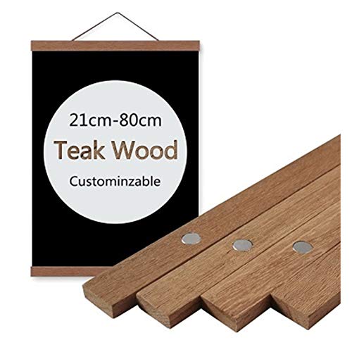 Bilderrahmen, Picture Frame Magnetische Poster Aufhänger Rahmen Teak Holz Aufhänger Rahmen Natürliche Malerei Bilderrahmen Leinwand-Wand-Kunst-Fertigkeit Rand Kunst Hanger(Teak Wood Frame,70cm) von SJHFKDK