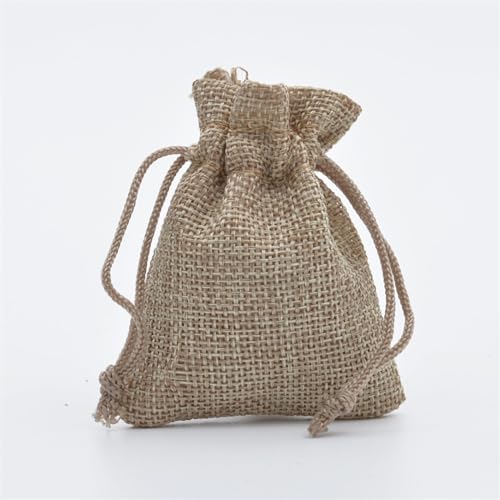 JutesäCkchen, BaumwollsäCkchen 50 teile / pack Mode Jute Kordelzug Sackleinen Taschen Hochzeit Party Gefälligkeiten Geschenk Schmuck Hessische Sackbeutel Packung 5 Größen(Khaki,1 COUNT (PACK OF 1)_50P von SJHFKDK