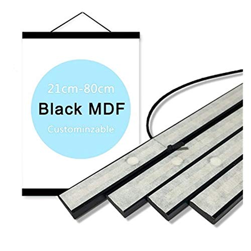 SJHFKDK Bilderrahmen, Picture Frame Magnetische Poster Aufhänger Rahmen Teak Holz Aufhänger Rahmen Natürliche Malerei Bilderrahmen Leinwand-Wand-Kunst-Fertigkeit Rand Kunst Hanger(Black MDF,50cm) von SJHFKDK
