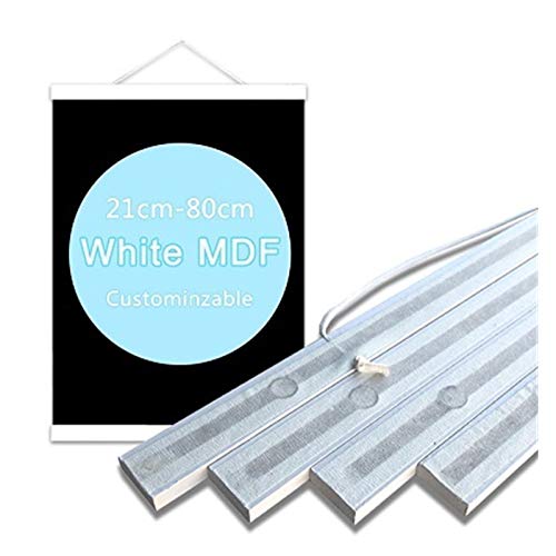 SJHFKDK Bilderrahmen, Picture Frame Magnetische Poster Aufhänger Rahmen Teak Holz Aufhänger Rahmen Natürliche Malerei Bilderrahmen Leinwand-Wand-Kunst-Fertigkeit Rand Kunst Hanger(White MDF,90cm) von SJHFKDK