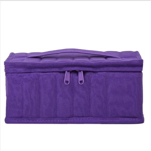 SJHFKDK Nagelkoffer, Nagellack Tasche Etui for ätherische Öle, 38 Fächer, 5 ml, 10 ml, 15 ml, Parfümöl, Box for ätherische Öle, tragbarer Tragehalter, Aufbewahrungstasche for Nagellack(Purple) von SJHFKDK
