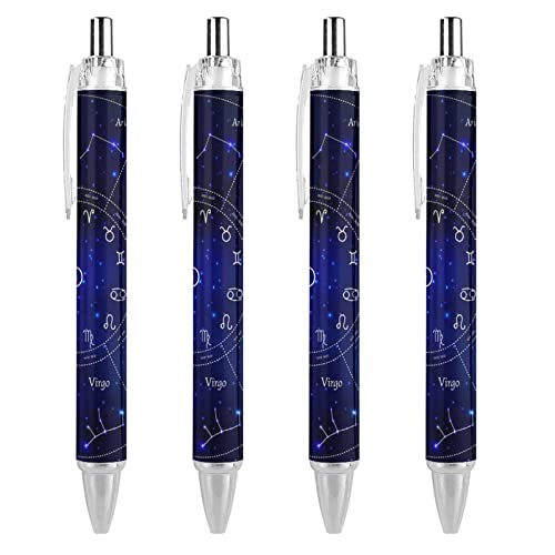 12 Sternzeichen-Konstellationen-Kugelschreiber, glattes Schreiben, 0,5 mm, schwarze Tinte, einziehbarer Kugelschreiber, Arbeitskugelschreiber, Tintenroller für Büro, Geschäft, Studenten, 4 Stück 12 Sternzeichen-Konstellationen-Kugelschreiber, glattes Schreiben, 0,5 mm, schwarze Tinte, einziehbarer Kugelschreiber, Arbeitskugelschreiber, Tintenroller für Büro, Geschäft, Studenten, 4 Stück von SJOAOAA