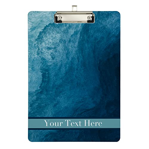 Benutzerdefinierte Acryl Klemmbrett Marmor Ozean Blau Lebendige A4 Brief Größe Personalisierte Firmenlogo Standard Clip Board mit Silber Metall Low Profile Clip Zurück zur Schule 9 "× 12,5" von SJOAOAA
