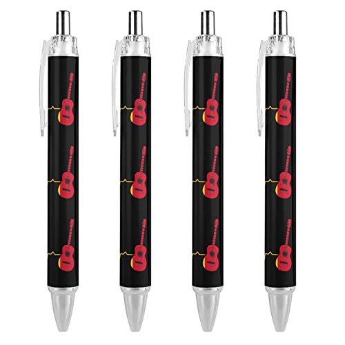 Gitarren-Herzschlag-Kugelschreiber, glattes Schreiben, 0,5 mm, schwarze Tinte, einziehbarer Kugelschreiber, Arbeitskugelschreiber, Tintenroller, für Büro, Geschäft, Studenten, 4 Stück Gitarren-Herzschlag-Kugelschreiber, glattes Schreiben, 0,5 mm, schwarze Tinte, einziehbarer Kugelschreiber, Arbeitskugelschreiber, Tintenroller, für Büro, Geschäft, Studenten, 4 Stück von SJOAOAA
