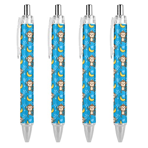 Kugelschreiber mit Affen- und Bananenmuster, glattes Schreiben, 0,5 mm, schwarze Tinte, einziehbarer Kugelschreiber, Arbeitskugelschreiber, Tintenroller für Büro, Geschäft, Studenten, 4 Stück Kugelschreiber mit Affen- und Bananenmuster, glattes Schreiben, 0,5 mm, schwarze Tinte, einziehbarer Kugelschreiber, Arbeitskugelschreiber, Tintenroller für Büro, Geschäft, Studenten, 4 Stück von SJOAOAA