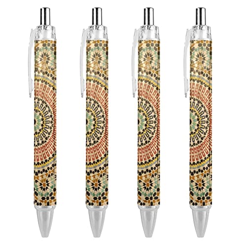 Orientalische Mosaik-Dekoration in Marokko, 0,5 mm, schwarze Tinte, einziehbarer Kugelschreiber, Arbeitskugelschreiber, Tintenroller für Büro, Geschäft, Studenten, 4 Stück Orientalische Mosaik-Dekoration in Marokko, 0,5 mm, schwarze Tinte, einziehbarer Kugelschreiber, Arbeitskugelschreiber, Tintenroller für Büro, Geschäft, Studenten, 4 Stück von SJOAOAA