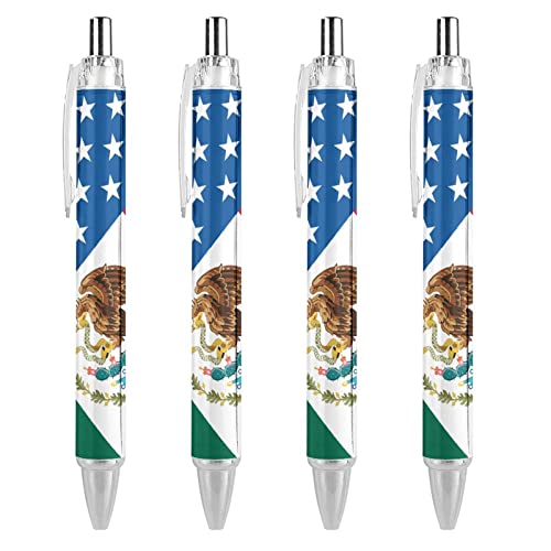 SJOAOAA Kugelschreiber mit Mexiko-USA-Flagge, glattes Schreiben, schwarze Tinte, Kugelschreiber für Büro, Schule, 4 Stück von SJOAOAA