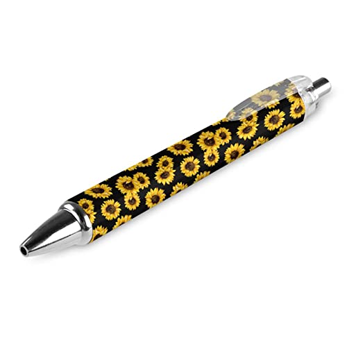 SJOAOAA Kugelschreiber mit Sonnenblumen-Muster, 0,5 mm, einziehbar, mit Griff, 4 Stück, 4 Stück von SJOAOAA