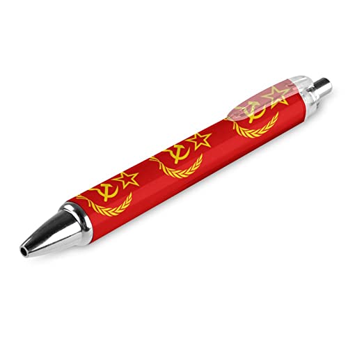 UdSSR Kommunismus-Flagge, glattes Schreiben mit bequemem Griff, Geschenke für Büro, Schreibtisch, Zubehör, 0,5 mm, schwarze Tinte, einziehbarer Kugelschreiber, Arbeitskugelschreiber, Tintenroller für von SJOAOAA