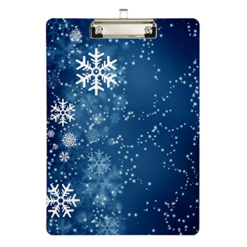 Weihnachts-Klemmbrett aus Acryl, blaue Schneeflocke, A4, Briefgröße, Standard-Klemmbrett mit silberfarbenem Metall, flaches Profil, Clip für den Schulanfang, 22,9 x 31,8 cm, Neujahrsgeschenk Weihnachts-Klemmbrett aus Acryl, blaue Schneeflocke, A4, Briefgröße, Standard-Klemmbrett mit silberfarbenem Metall, flaches Profil, Clip für den Schulanfang, 22,9 x 31,8 cm, Neujahrsgeschenk von SJOAOAA
