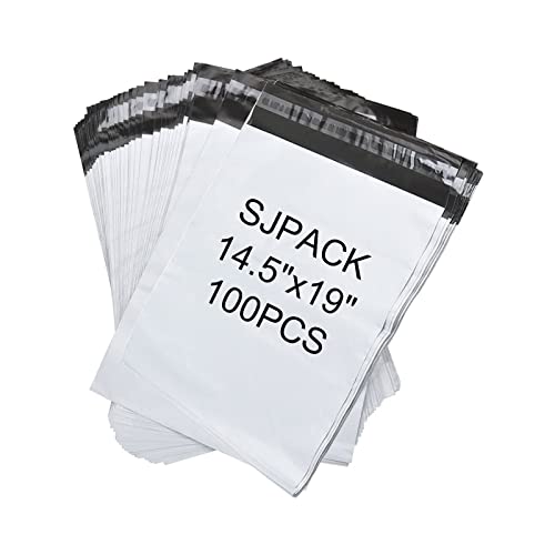 SJPACK 100 Stück 14,5 x 19 Poly-Versandtaschen 2,5 mm Versandtaschen mit selbstschließendem Streifen, weiße Poly-Versandtaschen SJPACK 100 Stück 14,5 x 19 Poly-Versandtaschen 2,5 mm Versandtaschen mit selbstschließendem Streifen, weiße Poly-Versandtaschen von SJPACK