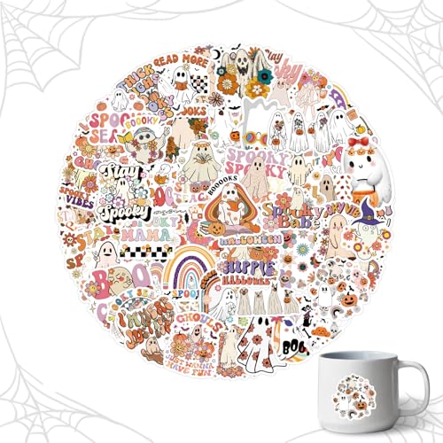 SJUNJIE 100 Stück Halloween Sticker Wasserdicht Kleiner Geisteraufkleber Süß und Lustig Geist Aufkleber Geeignet für Wasserbecher Mobiltelefone Computer Skateboards Fahrräder Motorräder SJUNJIE 100 Stück Halloween Sticker Wasserdicht Kleiner Geisteraufkleber Süß und Lustig Geist Aufkleber Geeignet für Wasserbecher Mobiltelefone Computer Skateboards Fahrräder Motorräder von SJUNJIE