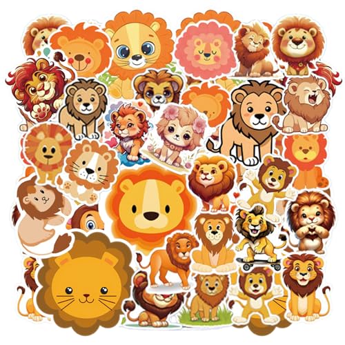 SJUNJIE 110 Pieces Lion Stickers Wasserdicht Sticker Tiere Farbe Lion Stickers Cute Geeignet für Wasserflaschen Mobiltelefone Notebooks Skateboards Fahrräder und Motorräder von SJUNJIE