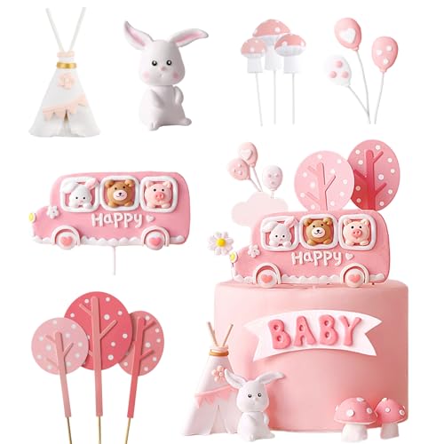 SJUNJIE 12 Stück Tortendeko Geburtstag Torten Deko Hase Rosa Tortendeko Mädchen Kuchendekorationsset mit Hase Pilz Tierbus und Ballon Kuchen Deko Geburtstag für Kinder Mädchen SJUNJIE 12 Stück Tortendeko Geburtstag Torten Deko Hase Rosa Tortendeko Mädchen Kuchendekorationsset mit Hase Pilz Tierbus und Ballon Kuchen Deko Geburtstag für Kinder Mädchen von SJUNJIE