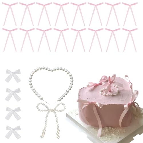 SJUNJIE 26 Stück Tortendeko Schleifen Cake Topper Geburtstag Rosa Deko Hochzeitstorte mit Perle Schleife deko und Haarschmuck Mädchen Kuchen Deko für Valentinstag Geburtstag Party SJUNJIE 26 Stück Tortendeko Schleifen Cake Topper Geburtstag Rosa Deko Hochzeitstorte mit Perle Schleife deko und Haarschmuck Mädchen Kuchen Deko für Valentinstag Geburtstag Party von SJUNJIE