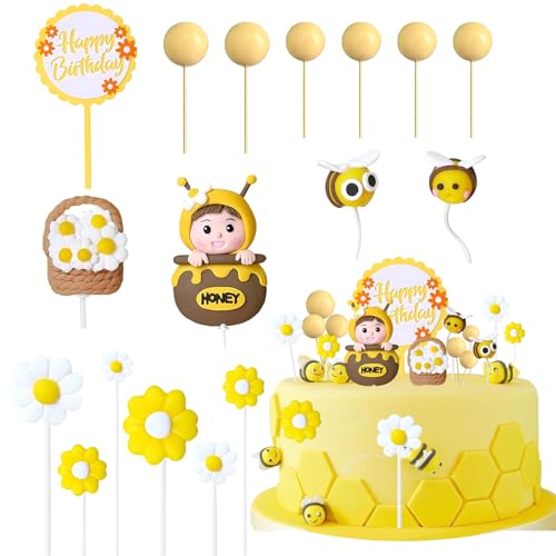 SJUNJIE Biene Tortendeko Set 17 Stück Tortendeko Geburtstag Gänseblümchen Deko Bienen Ballon Kuchendeko Geburtstag für Jungen Mädchen Kind Geburtstagsparty Hochzeit Kuchen Deko SJUNJIE Biene Tortendeko Set 17 Stück Tortendeko Geburtstag Gänseblümchen Deko Bienen Ballon Kuchendeko Geburtstag für Jungen Mädchen Kind Geburtstagsparty Hochzeit Kuchen Deko von SJUNJIE