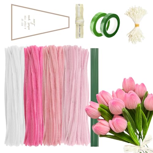 SJUNJIE Pfeifenreiniger Blumen Set 400 Stück Pfeifenputzer zum Basteln 4 Farben Pipe Cleaner mit 100 Blumen Staubblatt 30 Blütenstiele 2 Rolle Klebeband Geschenkband Paket für DIY Dekorieren SJUNJIE Pfeifenreiniger Blumen Set 400 Stück Pfeifenputzer zum Basteln 4 Farben Pipe Cleaner mit 100 Blumen Staubblatt 30 Blütenstiele 2 Rolle Klebeband Geschenkband Paket für DIY Dekorieren von SJUNJIE