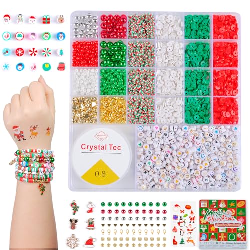 SJZWSD Weihnachten Perlen für Armbänder, Armbandherstellungs-Set, Freundschaftsarmband-Perlen-Set, Verschiedene Anhänger, Perlen Zum Auffädeln Geschenke zu Weihnachten, Geburtstage, Party SJZWSD Weihnachten Perlen für Armbänder, Armbandherstellungs-Set, Freundschaftsarmband-Perlen-Set, Verschiedene Anhänger, Perlen Zum Auffädeln Geschenke zu Weihnachten, Geburtstage, Party von SJZWSD