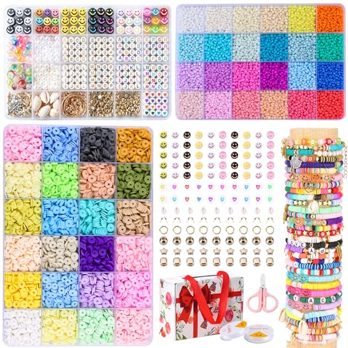 SJZWSD Freundschaftsarmband-Set – 13000 Stück Polymer-Ton- und Glas-Rocailles, 48 Farben, 6 mm Heishi- und 416 Buchstaben-Perlen für Armbandherstellung und Freundschaftskreationen SJZWSD Freundschaftsarmband-Set – 13000 Stück Polymer-Ton- und Glas-Rocailles, 48 Farben, 6 mm Heishi- und 416 Buchstaben-Perlen für Armbandherstellung und Freundschaftskreationen von SJZWSD