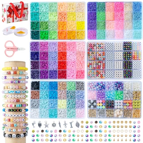 SJZWSD Perlen Set für Armbänder Selber Machen, 6-Boxen - 16000 Stück, Polymer-Ton & Glas Saatperlen, DIY Schmuckherstellungs-Kit mit Buchstabenperlen inkl. Ä Ö Ü ß & Charms SJZWSD Perlen Set für Armbänder Selber Machen, 6-Boxen - 16000 Stück, Polymer-Ton & Glas Saatperlen, DIY Schmuckherstellungs-Kit mit Buchstabenperlen inkl. Ä Ö Ü ß & Charms von SJZWSD