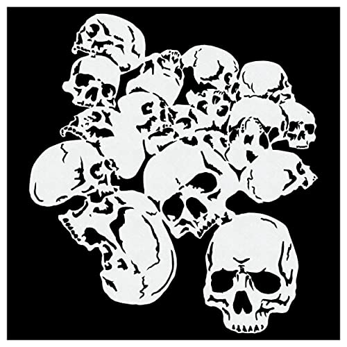 Herterich Products Airbrush Schablone Schädelhaufen | Pile of Skulls Stencil Vorlage | Präzises Totenkopf-Design | Wiederverwendbar und Lösemittelresistent von SK-Brush