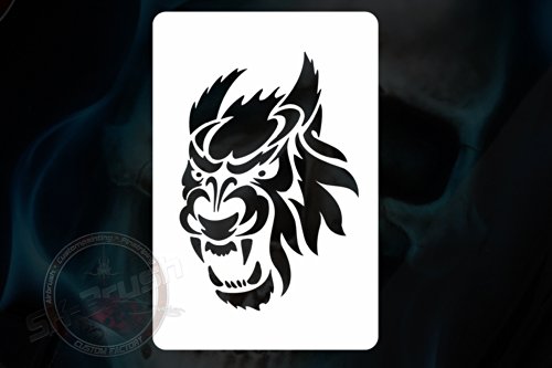 Herterich Products Airbrush Schablone Wolfskopf | Tattoo & Graffiti Stencil Vorlage | Wiederverwendbar & Lösungsmittelresistent | Mylar 0,1-0,2 cm | Für Airbrush, Sprays & Tinte Herterich Products Airbrush Schablone Wolfskopf | Tattoo & Graffiti Stencil Vorlage | Wiederverwendbar & Lösungsmittelresistent | Mylar 0,1-0,2 cm | Für Airbrush, Sprays & Tinte von SK-Brush