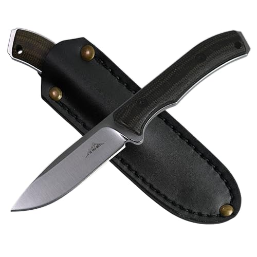 SK Wild Ones® Neck Knife Messer - Outdoor Neckknife Survival - Jagdmesser feststehende Klinge - Echtleder Holster Gürtelmesser & Micarta Griff - EDC Messer Outdoor Messer - 440 C Edelstahl Wieland von SK Wild Ones