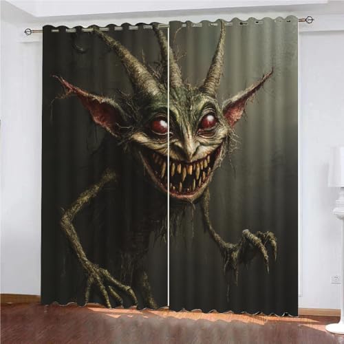 SK-YBB Blickdichte Vorhang 160x140cm Breite Monster Kinder Cartoon Dekor Fenstervorhang leichte Mikrofaser Schlafzimmer Dekor Elf von SK-YBB