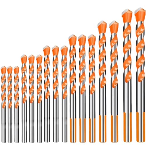 16-teiliges Hartmetall-Steinbohrer-Set für Metall, Stahl, Porzellan, Keramik, Fliesen, Beton, Ziegel, Holz, 3–12 mm, Bohrwerkzeuge (16 Stück, 3–12 mm) von SKFGNX