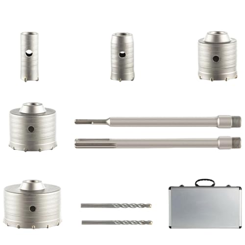 4-in-1-Betonlochsägen-Set, 8/9-teilig, 30–100/40–125 mm, SDS-Plus- oder SDS-Max-Schaft, Zementbohrer, Wandlochöffner-Werkzeugset (10-teilig, mit Gewinde) von SKFGNX
