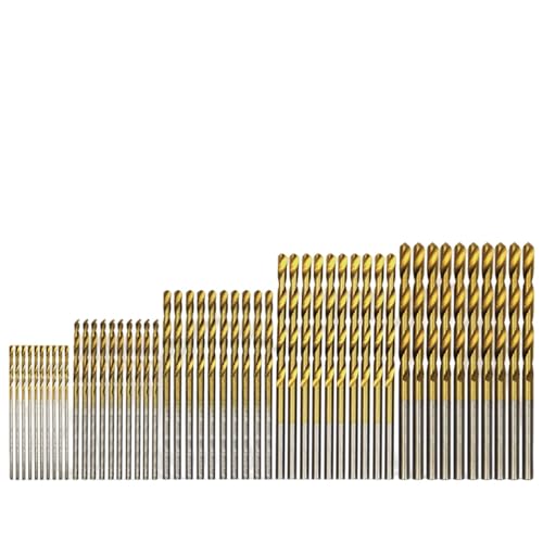 50-teiliges titanbeschichtetes Spiralbohrer-Set, 1–3 mm, kleiner Bohrer, elektrisches Bohrer-Set, Bohr- und Öffnungswerkzeug für die Holzbearbeitung (50-teiliges Set, Gold) von SKFGNX