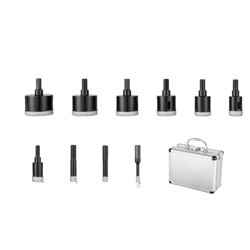 6/7/8/10/11-teiliges Diamant-Kernbohrer-Set, Diamant-Lochsägen-Set, Fingerfräser, Kegelbohrer, Sägeblatt und Aufbewahrungskoffer (10 Stück) von SKFGNX