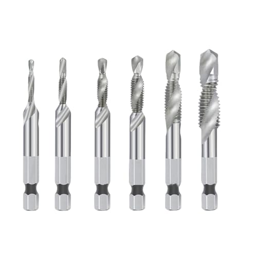 Gewindebohrer-Set, Schraubengewinde, titanbeschichtet, Sechskantschaft, HSS-Spiralnut-Compound-Kombination M3, M4, M5, M6, M8, M10 für Holzmetall (Gewindebohrer-Set SL) von SKFGNX
