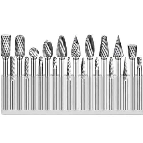 Hartmetall-Frässtift-Set, Gesenkschleifer, Rotationswerkzeug, Raspel für Holzschnitzereien, Metallschleifen, Gravieren, Schneiden, Trimmen, Portieren (20 Stück, Einzelschnitt) von SKFGNX