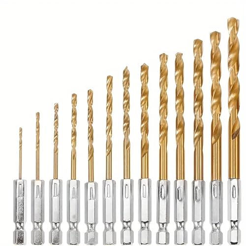 Sechskantgriff 13-teiliger Titan-Drehbohrer 1,5-6,5 mm Elektrischer Bohrer Schraubendreher Bohren Reiben Bohrwerkzeug Sechskantgriff 13-teiliger Titan-Drehbohrer 1,5-6,5 mm Elektrischer Bohrer Schraubendreher Bohren Reiben Bohrwerkzeug von SKFGNX