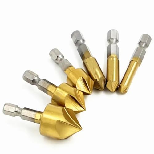 Senker-Bohrer-Set für Holzarbeiten, Titanbeschichtung, Senker, Holzlochschneider, Metall, Kunststoff, 5-schneidige Fase, Reibahle, 90-Grad-Werkzeug Senker-Bohrer-Set für Holzarbeiten, Titanbeschichtung, Senker, Holzlochschneider, Metall, Kunststoff, 5-schneidige Fase, Reibahle, 90-Grad-Werkzeug von SKFGNX