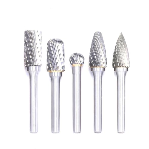 Wolframkarbid-Frässtift-Set, 1/4 Zoll, 6 mm Schaft, Schnitzbohrer, Doppelschneider, Rotationsfeile, superhart, für Metall, Holz, Stein, Kunststoffschnitt (Rotationsraspel, 6 x 12 mm) von SKFGNX