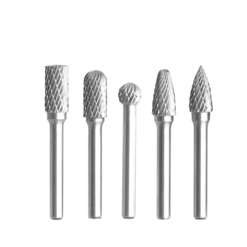 Wolframkarbid-Frässtift-Set, 1/4 Zoll, 6 mm Schaft, Schnitzbohrer, Doppelschneider, Rotationsfeile, superhart, für Metall, Holz, Stein, Kunststoffschnitt (Rotationsraspel, 6 x 8 mm) von SKFGNX