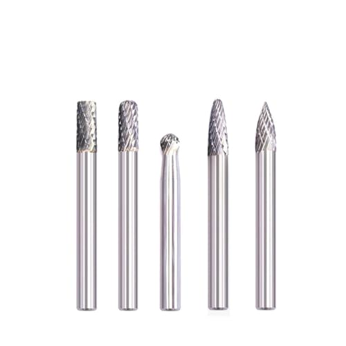 Wolframkarbid-Frässtift-Set, 1/4 Zoll, 6 mm Schaft, Schnitzfräser, Doppelschneider, Rotationsfeile, superhart für Metall, Holz, Stein, Kunststoffschnitt (Rotationsraspel, 6 x 6 mm) von SKFGNX