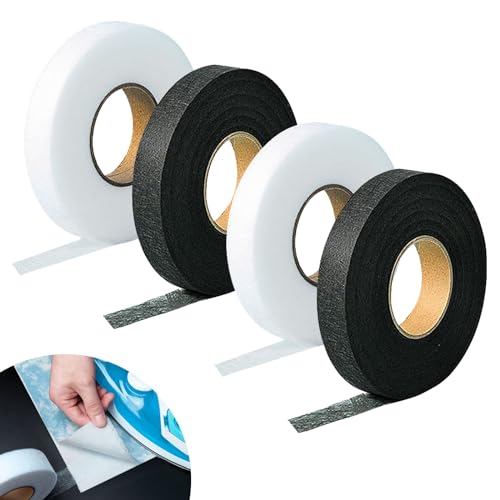 SKHAOVS Hemming Tape, 4 Pieces 20 mm x 50 m Iron-On Clothes Tape, Self-Adhesive Hemming Tape, Textile Adhesive, for Repairing and Patching Fabric, Curtain, Curtain, Trousers von SKHAOVS