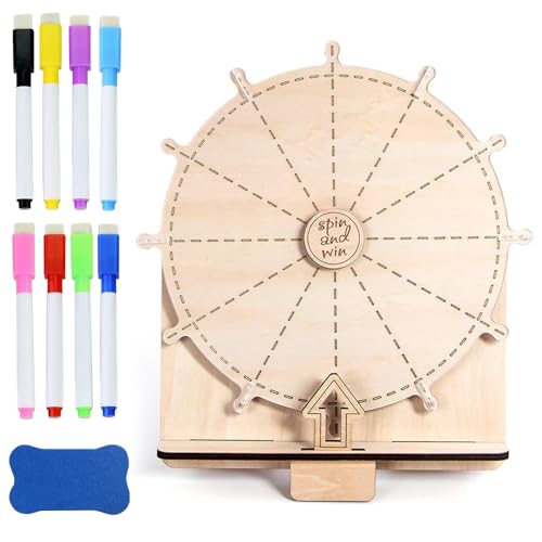 SKIKHN Glücksrad zum Drehen, 7.87in Gluecksrad Gluecksrad, Glücksrad Spielzeug mit Ständer und 8 Markierungsstift, Spinning Prize Wheel, Für Party, Karneval, Neujahr von SKIKHN