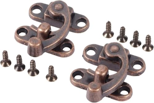 Antiker Riegelhaken-Haspe, 2 Stück, Kupferbox-Riegel, Schmuckclip, Schnalle, Vintage-Möbelbeschläge Antiker Riegelhaken-Haspe, 2 Stück, Kupferbox-Riegel, Schmuckclip, Schnalle, Vintage-Möbelbeschläge von SKINPA