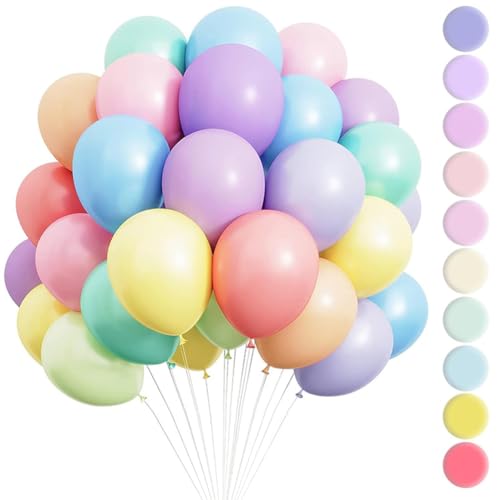 100 Stück Makronen Luftballon Regenbogenfarben Pastell Luftballons Bunt Pastell Ballon Girlande Geburtstag Mädchen für Geburtstag Babyparty Hochzeit Baby Shower Verlobung Deko von SKIPTHYBER