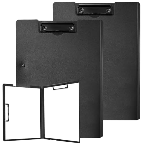 2 Stück Klemmbrett A4,Klemmbrett mit Deckel,Klemmbrettmappe mit 2 Klemmen, Clipboard zum Aufhängen, für Schreibblock Student und Bürobedarf, Schwarz von SKIPTHYBER