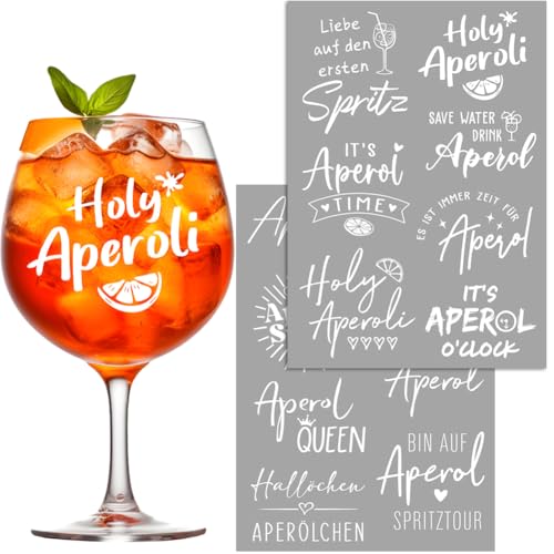 Apero Glas Personalisiert Aufkleber Rub On Sticker 14 Stück Weiß Apero Spritz Gläser Aufkleber, Holy Aperoli Sprüche Rub Ons Folie Transferfolie Geschenk für Aperolliebhaber von SKIPTHYBER