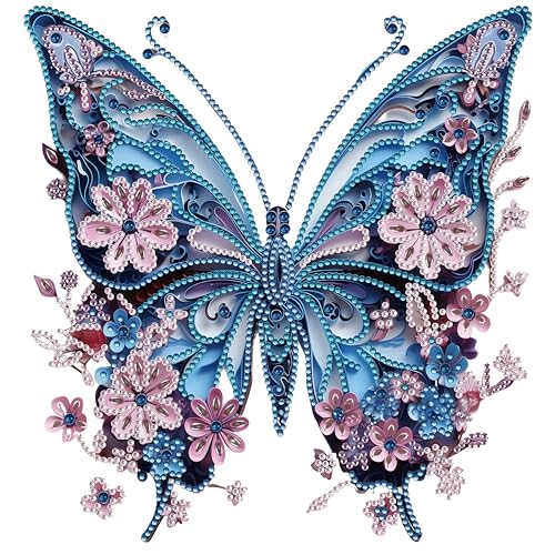 SKIPTHYBER Diamond Painting Schmetterling,DIY Diamant Malerei Brillante 5D Diamond painting Fensterbilder mit Kette,für Fenster Wand und Eingang Decor (Schmetterling) von SKIPTHYBER
