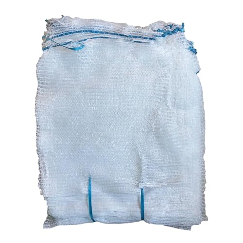 SKIR'CO (100 Stück) Weiße Farbe 42 x 60 cm Netzsäcke, Raschelbeutel mit Kordelzug, Kunststoff Netzbeutel für Gemüse, Obst von SKIR'CO